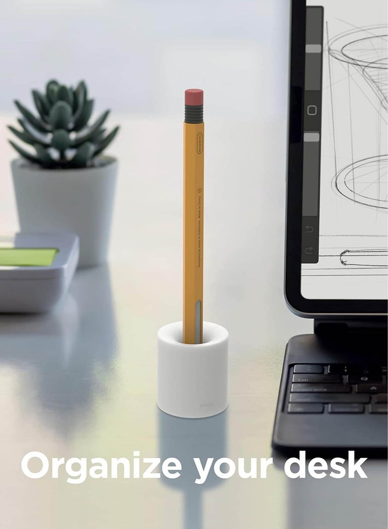 Elago Silicone Stand Compatible with Apple Pencil (1st and 2nd Generation), Apple Pencil (USB-C) and Any Tablet Stylus Pen with or Without Case or Sleeve, Durable Holder - White - Image 3