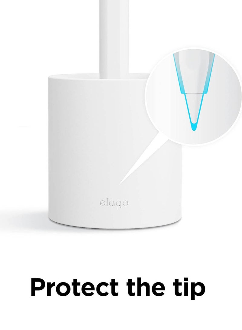Elago Silicone Stand Compatible with Apple Pencil (1st and 2nd Generation), Apple Pencil (USB-C) and Any Tablet Stylus Pen with or Without Case or Sleeve, Durable Holder - White - Image 5