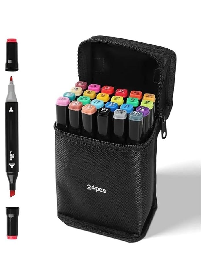 Generic Touch Cool 24 Colours Broad, Fine Point Twin Head Art Markers Pen For Manga And Impression Sketch Marker For Art Lovers Designer And Artist - Multicolour  - Image 2