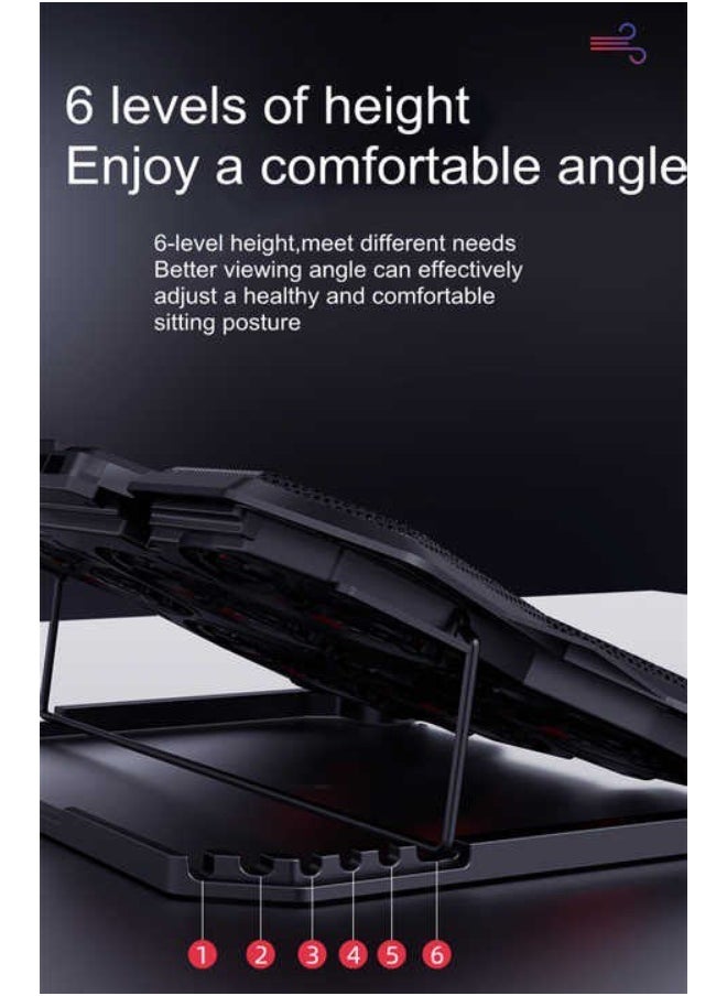 NAMA Laptop cooler fan stand with 6 blue fans suitable for 15,6 -17 inch laptops  - Image 5