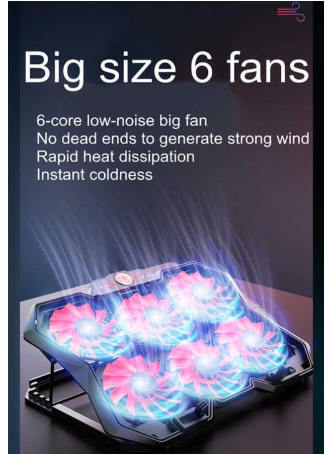 NAMA Laptop cooler fan stand with 6 blue fans suitable for 15,6 -17 inch laptops  - Image 2