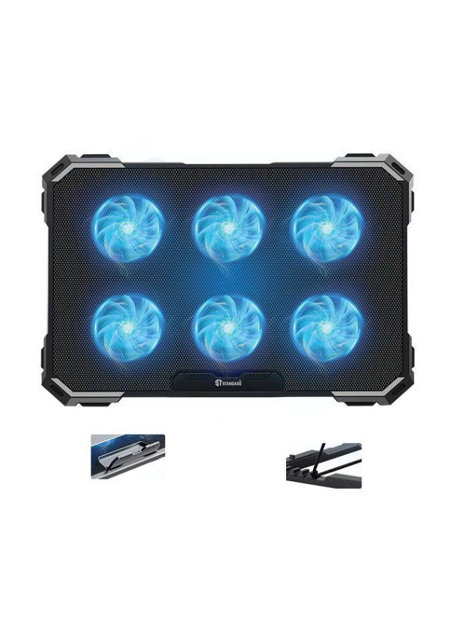 St Standard ICE-06N  RGB Gaming Laptop Cooling Pad Stand – 6*blue Led Fans – UP to 17 Inch  - Image 3