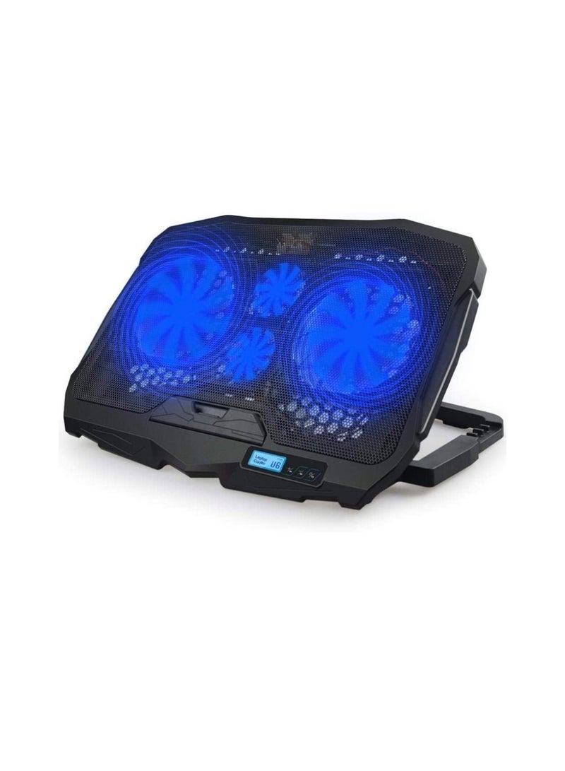 RGB 4 Fans GT-18 Cooling Pad Containing Non Slip Foot Pad With Two USB Ports And Fan Control button For Laptop 390x280x28mm - Black
