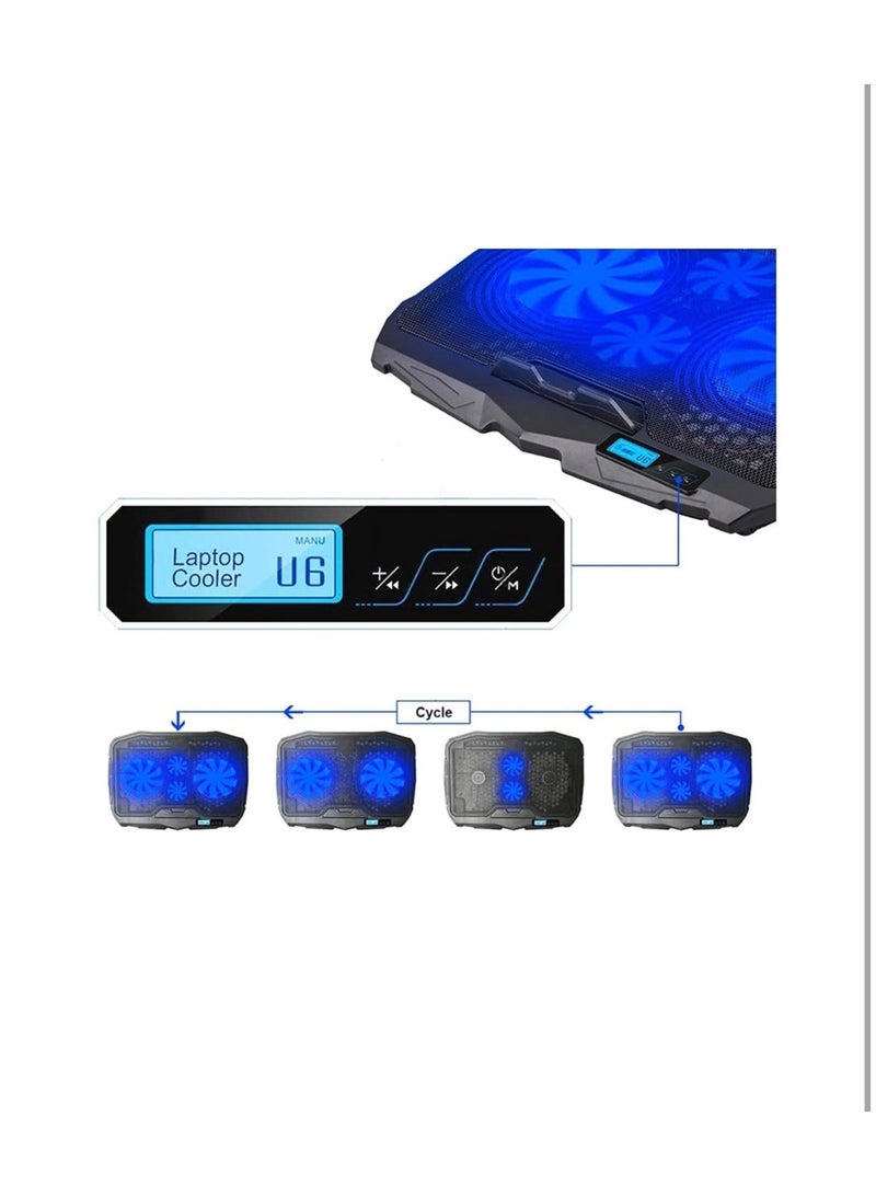 لوحة تبريد  RGB 4 مراوح تحتوي على وسادة قدم غير قابلة للانزلاق مع منفذي USB وزر التحكم في المروحة لأجهزة الكمبيوتر المحمولة 390x280x28 مم - أسود - Image 3