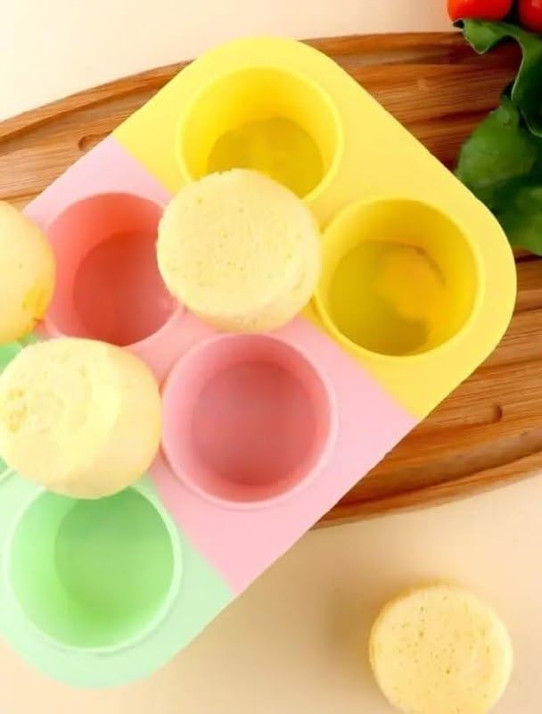 EDBIRET 6pcs Silicone Muffin Mould 6 Cavity Silicone Muffin Pan Regular Silicone Cupcake Pan Egg Muffin Pan NonStick Cake Molds Great for Making Muffin Cakes Tart Bread - Image 3