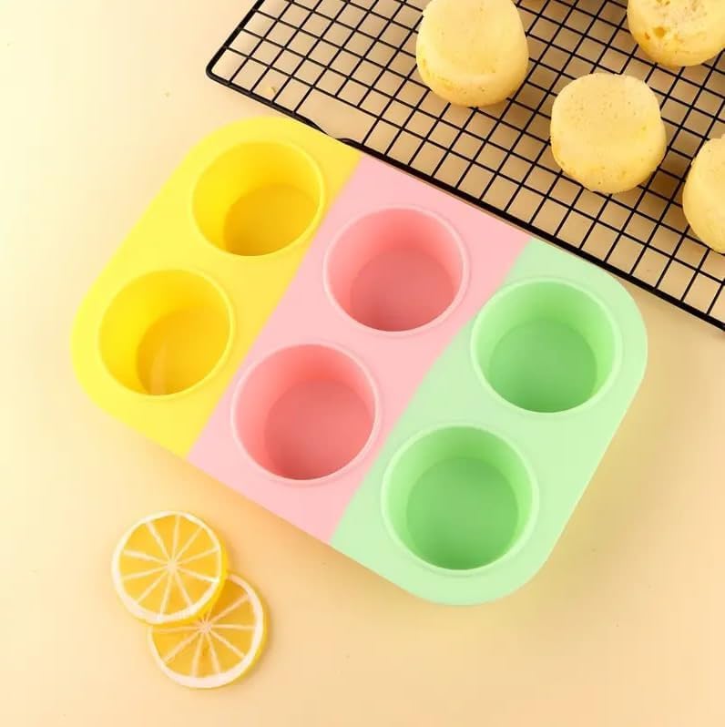 EDBIRET 6pcs Silicone Muffin Mould 6 Cavity Silicone Muffin Pan Regular Silicone Cupcake Pan Egg Muffin Pan NonStick Cake Molds Great for Making Muffin Cakes Tart Bread - Image 1