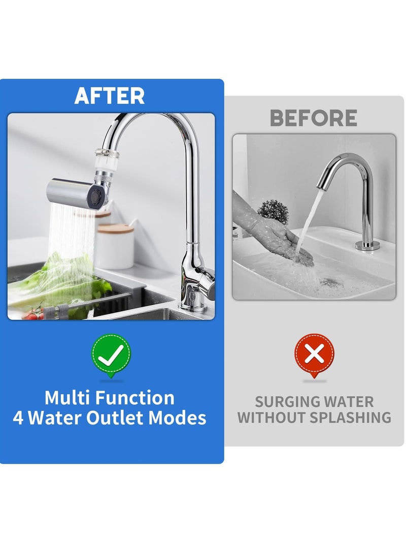 Excefore 4 in 1 Waterfall Kitchen Faucet, 360° Rotation Faucet Extender for Kitchen Sink, Splash-Proof Kitchen Faucet Head Replacement, High Arc Sink Faucet Suitable for Washing Fruit Vegetable - Image 4