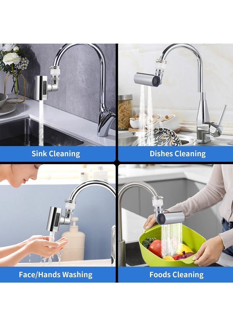 Excefore 4 in 1 Waterfall Kitchen Faucet, 360° Rotation Faucet Extender for Kitchen Sink, Splash-Proof Kitchen Faucet Head Replacement, High Arc Sink Faucet Suitable for Washing Fruit Vegetable - Image 5