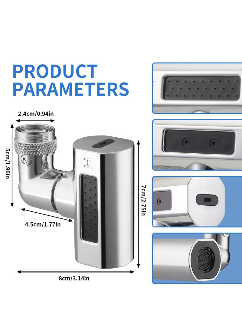 Excefore 4 in 1 Waterfall Kitchen Faucet, 360° Rotation Faucet Extender for Kitchen Sink, Splash-Proof Kitchen Faucet Head Replacement, High Arc Sink Faucet Suitable for Washing Fruit Vegetable - Image 2