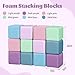 TODIBY Foam Building Blocks for Toddlers12Pieces Wipeable Leather Stacking Cubes Kids Large Soft Toys Play Set for Learning Construction Baby Preschool Daycare Therapy Birthday Gift Purple Pink - Image 4