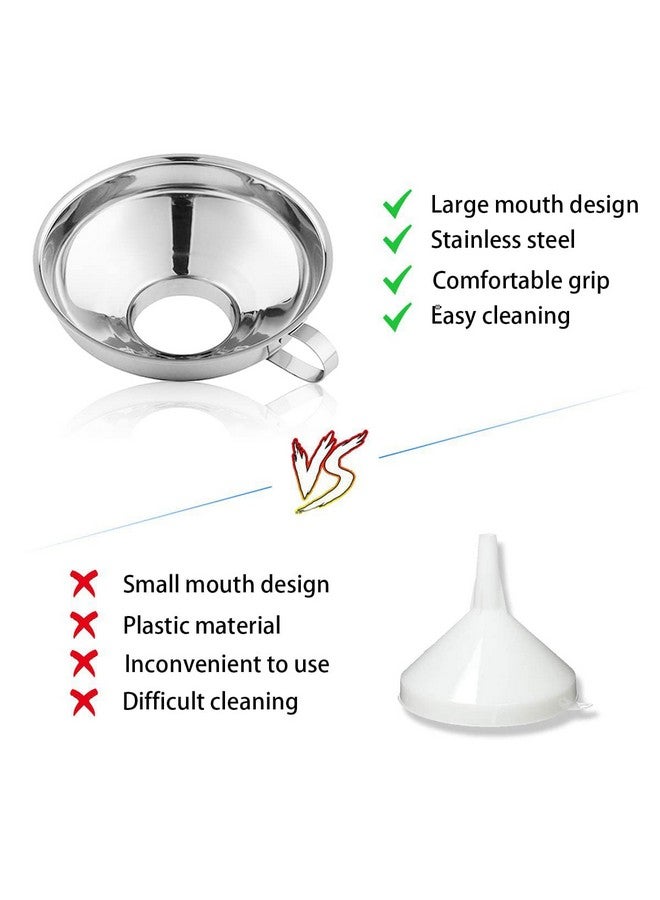 Jubobu Kitchen Funnel With Handle - 304 Stainless Steel for Oil Dispenser, Multipurpose Use  - Image 4