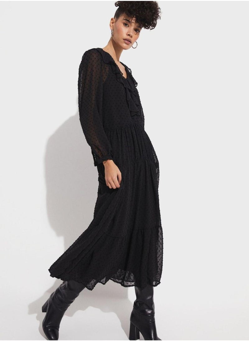 JUNE Ruffled Swiss Dot Dress - Image 1