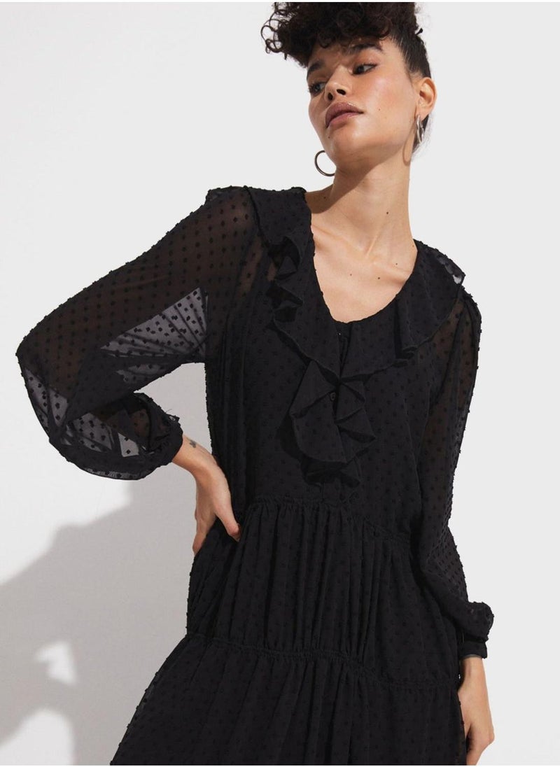 JUNE Ruffled Swiss Dot Dress - Image 4