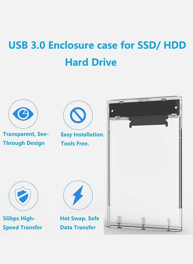 Tersely 2.5-Inch SATA to USB 3.0 Tool-Free External Hard Drive Enclosure Adapter Case, Transparent LED Indicator 7mm/9.5mm SATA I/II/III/SSD/HDD Data Transfer PC/Laptop [Support UASP][Auto Sleep] - Image 5