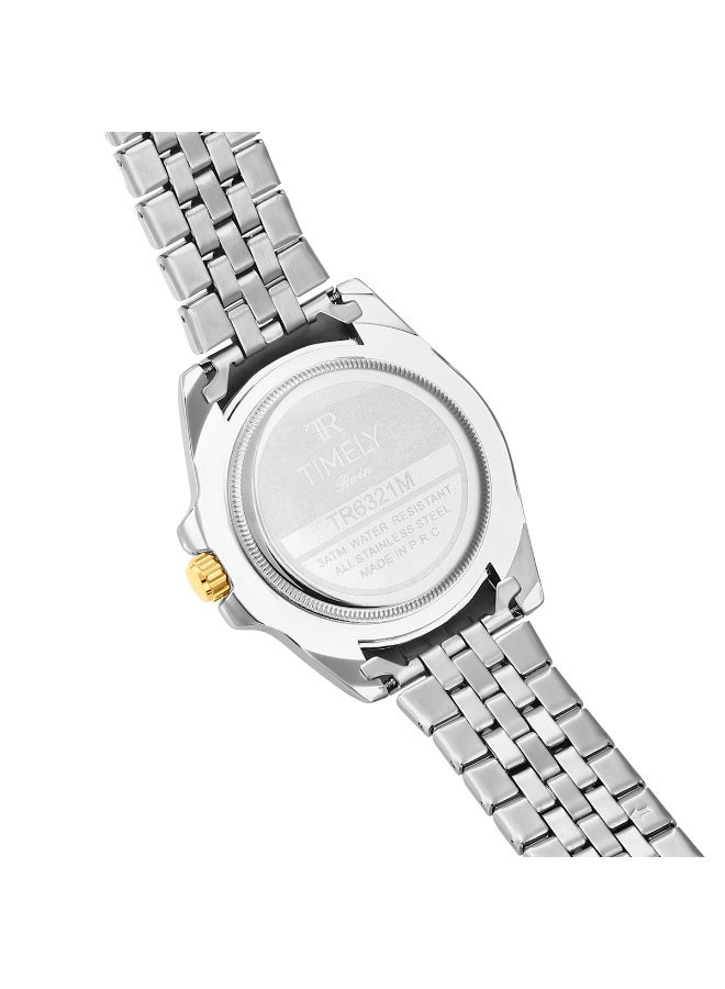 TR TIMELY RAIN Men's Quartz Classic Wrist Watch Silver mix Gold Stainless Steel Black Dial - Image 4