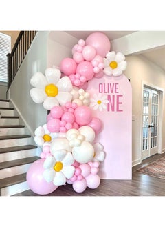 Zeemey 119-pcs Chrysanthemum Pink White Latex Decorative Balloon Arch Garland Set - Perfect for Graduation Baby Shower Wedding Birthday Bachelorette Party  - Image 1