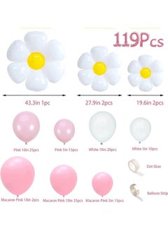 Zeemey 119-pcs Chrysanthemum Pink White Latex Decorative Balloon Arch Garland Set - Perfect for Graduation Baby Shower Wedding Birthday Bachelorette Party  - Image 2