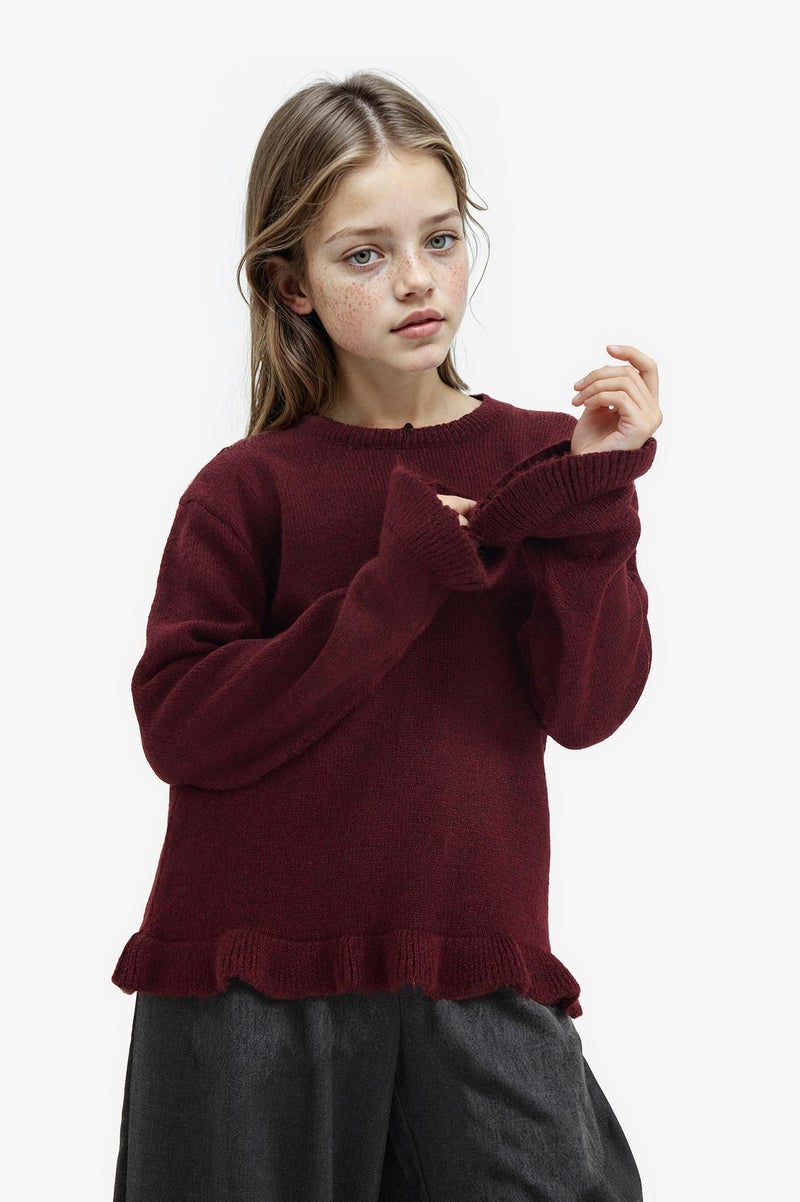 DeFacto Red Girl Bike Neck Regular Fit Long Sleeve Pullover Casual - Image 3