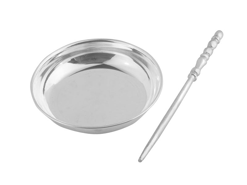 PRD CARATCAFE 925 Silver Stick Plate Combo for Tilak Forehead Chandan Kumkum Roli Tikka in Pooja Or Ghutti - Image 1