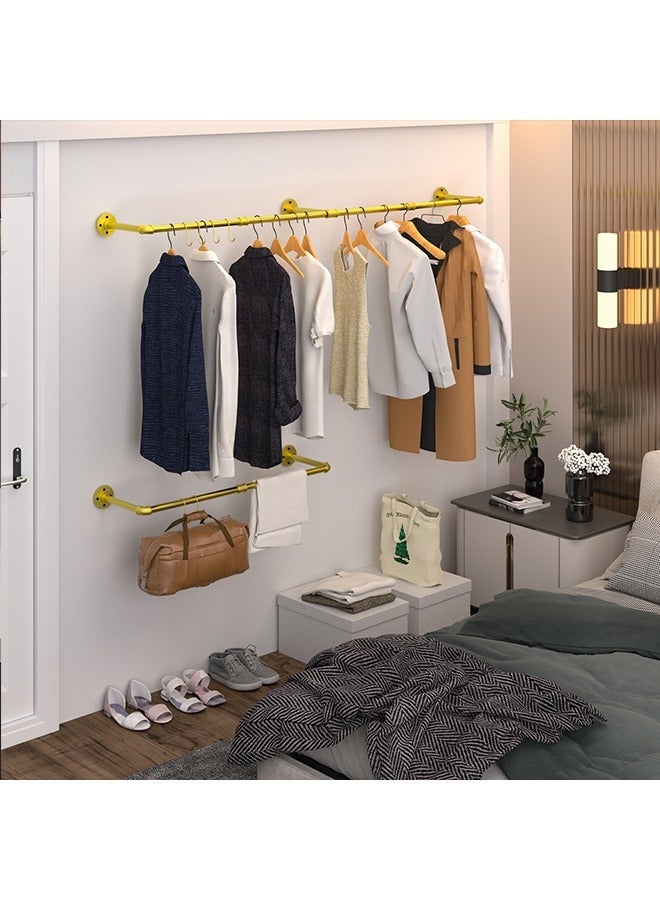 Industrial Pipe Clothes Rail Wall Mounted Cloths Hanging Rail Garment Rack 180cm Long Pipe Cloths Rack Detachable Wall Rail for Clothes - Image 2