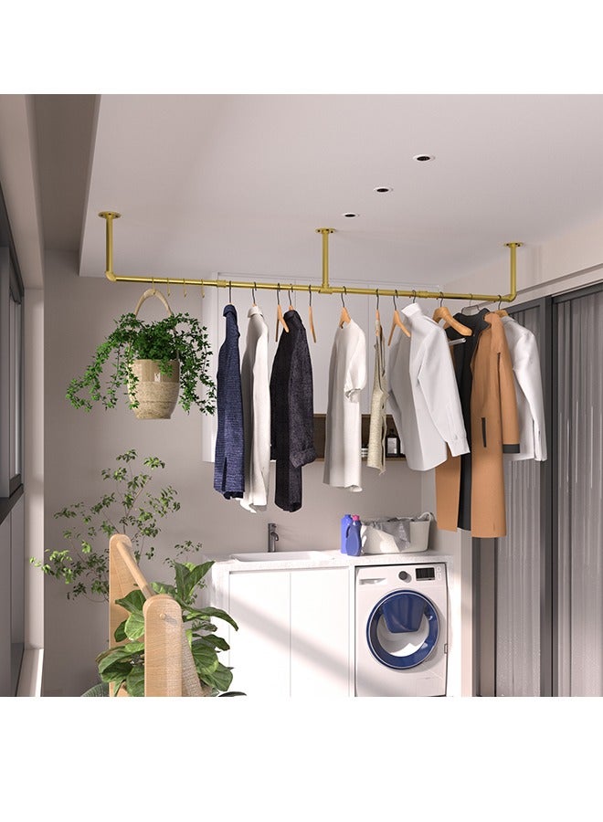 Industrial Pipe Clothes Rail Wall Mounted Cloths Hanging Rail Garment Rack 180cm Long Pipe Cloths Rack Detachable Wall Rail for Clothes - Image 4