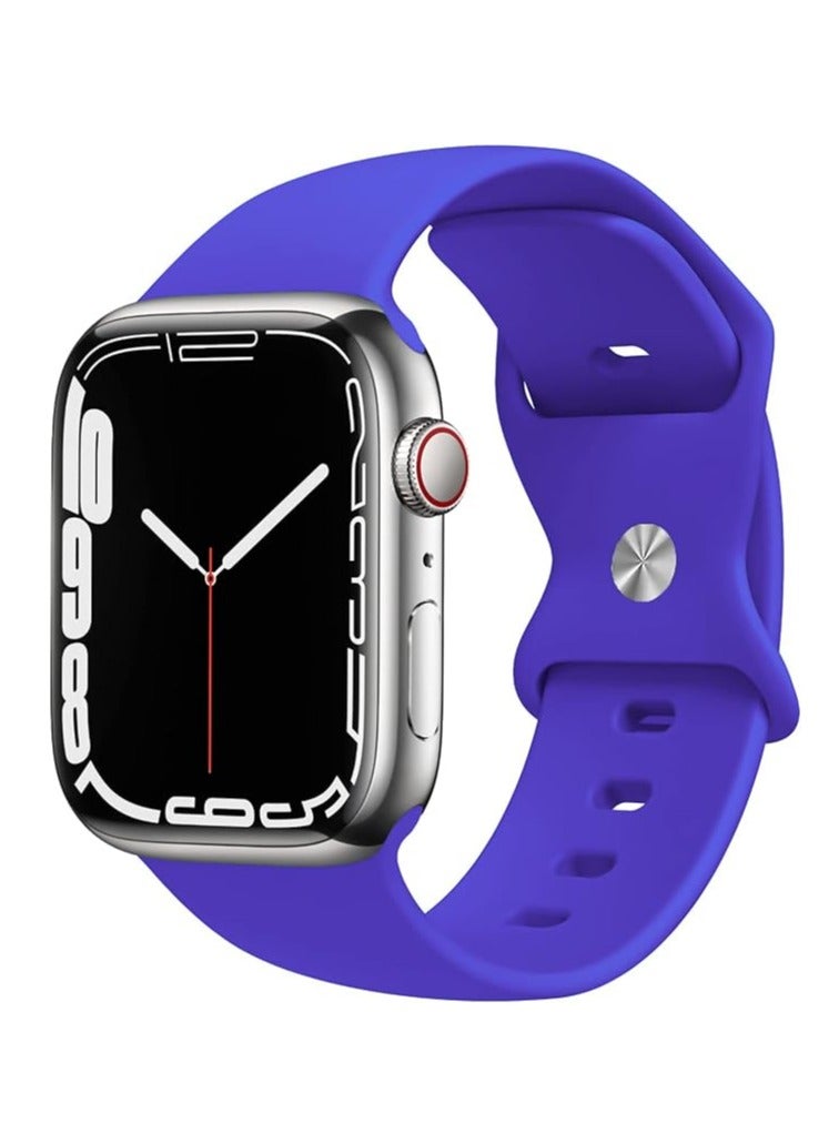 Strap Silicone Band For Apple Watch (45mm Series 7), 44mm / 42mm/49mm Series 1/2/3/4/6/SE Replacement Strap Wristband Bracelet Compatible with 42 mm / 44 mm / 45 mm (Blue Pepsi) - Image 1