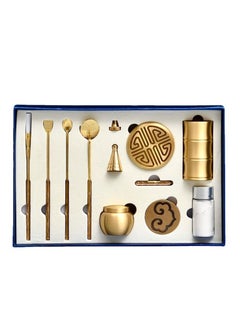 Y&D 11 Pcs/Set Brass Incense Making Kit Mold Tool, DIY Backflow Tower Cone Molds,Spoon, Press, Shovel, Brush, Bottle Ideal for Yoga Meditation Home Fragrance  - Image 1