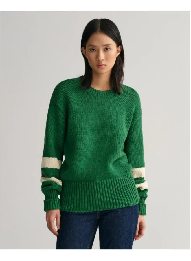 GANT Gant Striped Sleeve Crew Neck Sweater