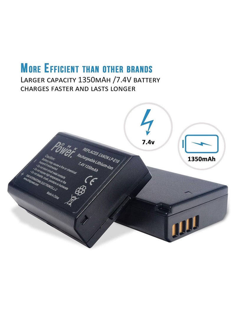 DMK Power - DMK Power LP-E10 (1350mAh) Battery with TC600C Battery Charger Compatible With C' EOS Rebel T3, T5, T6, T7, K X70, T100, EOS 1100D, EOS 1200D, EOS 1300D etc, - Image 1