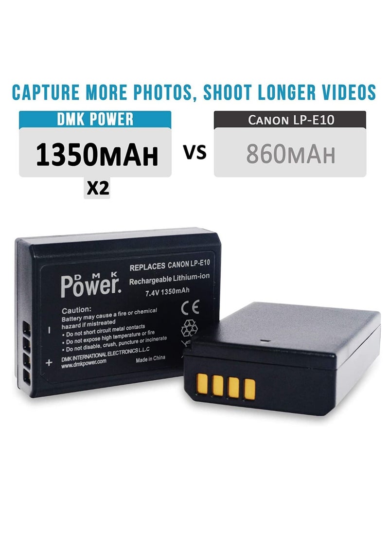 DMK Power - DMK Power LP-E10 (1350mAh) Battery with TC600C Battery Charger Compatible With C' EOS Rebel T3, T5, T6, T7, K X70, T100, EOS 1100D, EOS 1200D, EOS 1300D etc, - Image 1