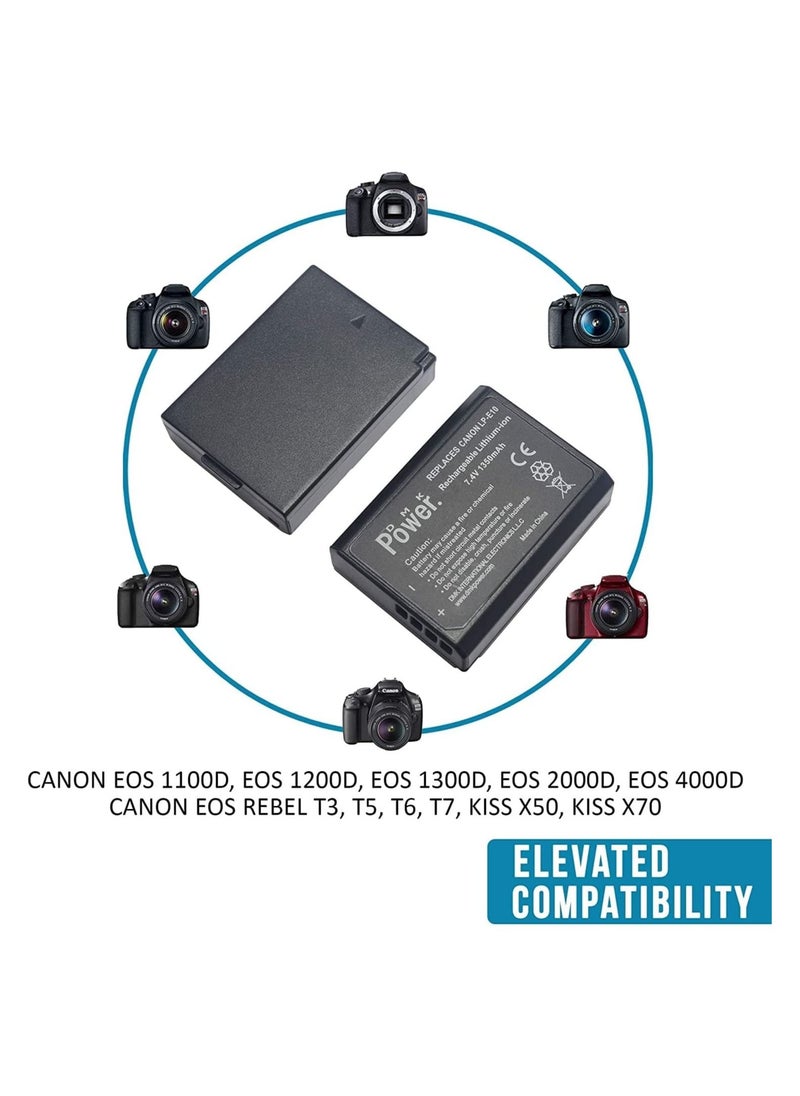 DMK Power - DMK Power LP-E10 (1350mAh) Battery with TC600C Battery Charger Compatible With C' EOS Rebel T3, T5, T6, T7, K X70, T100, EOS 1100D, EOS 1200D, EOS 1300D etc, - Image 1
