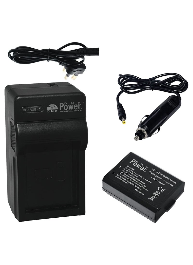 DMK Power - DMK Power LP-E10 (1350mAh) Battery with TC600C Battery Charger Compatible With C' EOS Rebel T3, T5, T6, T7, K X70, T100, EOS 1100D, EOS 1200D, EOS 1300D etc, - Image 1