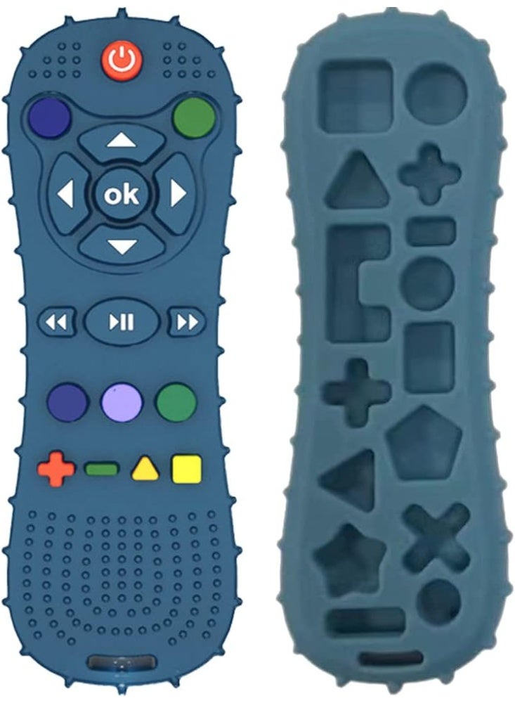 VIUAUAX Remote teether for Baby, Soft Chew Toys with TV Remote Control Shape, Early Educational Sensory Toy for Babies Teething Relief and Soothe Sore Gum Infant Teether for 3-12 Months (blue) - Image 1