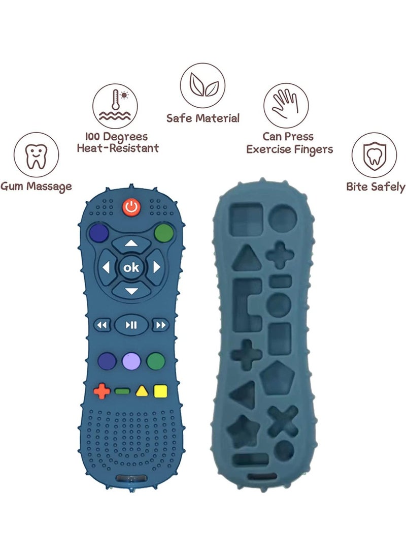 VIUAUAX Remote teether for Baby, Soft Chew Toys with TV Remote Control Shape, Early Educational Sensory Toy for Babies Teething Relief and Soothe Sore Gum Infant Teether for 3-12 Months (blue) - Image 2