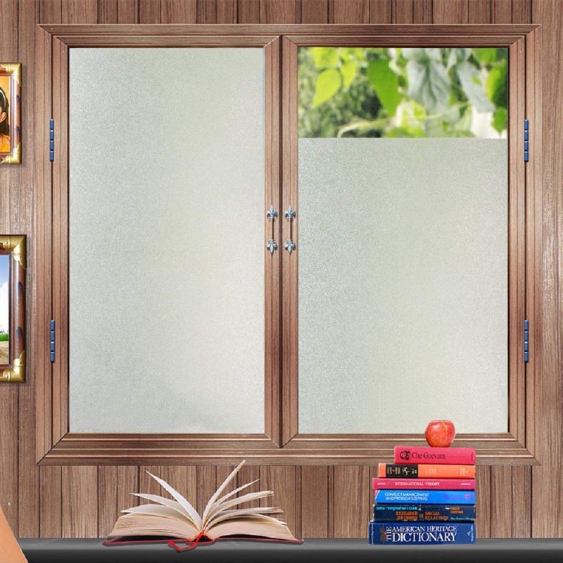 Zindoo Frosted Privacy Window Film Self Adhesive Opaque Stained Glass Window Film AntiUV Vinyl Bathroom Window Clings Window Stickers 4455CMX200CM