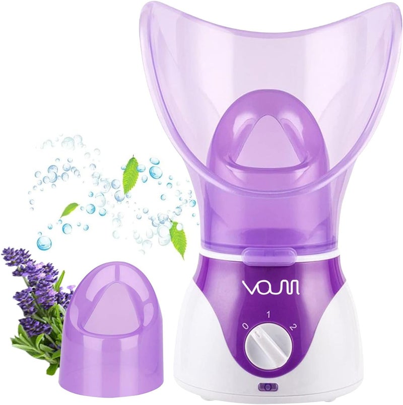 VOUM Facial Steamer, Face Steamer for Facial Deep Cleaning Home Facial Sauna Spa Sinuses Humidifier Atomizer Warm Mist Unclogs Pores Unisex (Purple) - Image 1