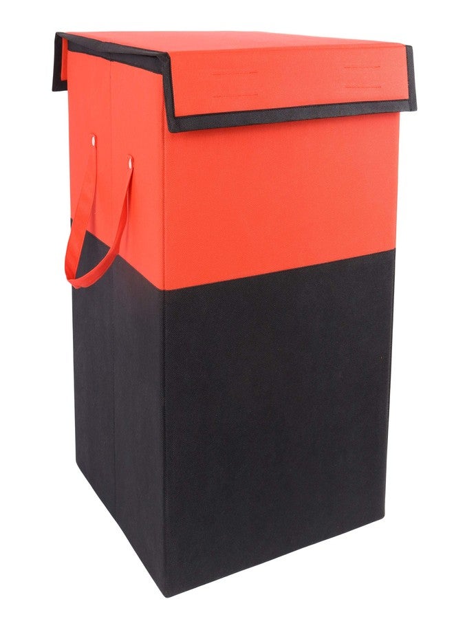 Shrey Creation Non-Woven Fabric Foldable Laundry Bag/Basket Cum Hamper with Lid and Handle| Cloth Storage Organiser For Bedroom, Kitchen, Bathroom - (Red and Black L-35 CM W- 35 CM H- 50 CM) - Image 2