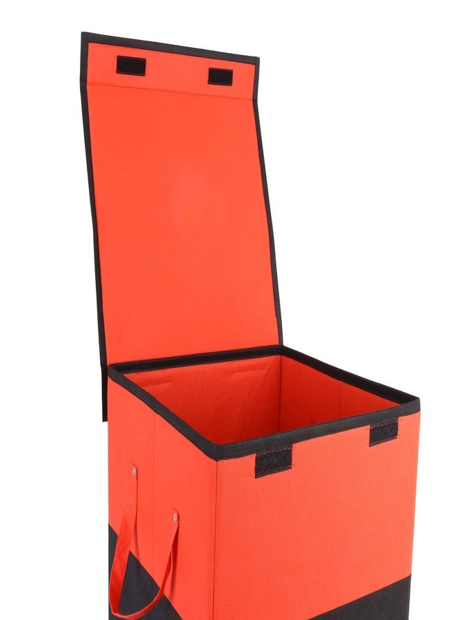 Shrey Creation Non-Woven Fabric Foldable Laundry Bag/Basket Cum Hamper with Lid and Handle| Cloth Storage Organiser For Bedroom, Kitchen, Bathroom - (Red and Black L-35 CM W- 35 CM H- 50 CM) - Image 4