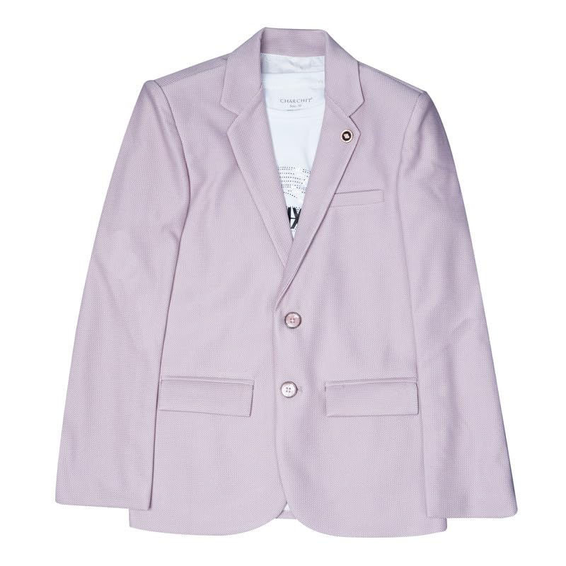 CHARCHIT Boys Cotton Blend Full Sleeves Solid Blazers and T-Shirt - Pink - Image 1