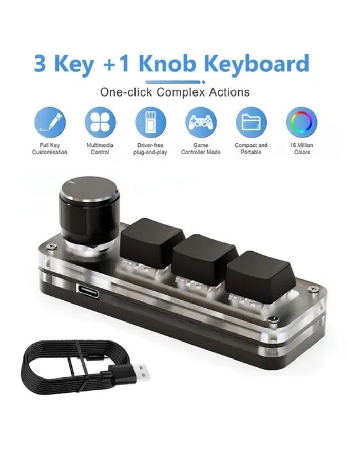 AROAQ Macropad Macro Mechanical Keyboard RGB Mini Gaming Custom Programming Knob Keypads Red Switch 3 Keys For Photoshop - Image 1