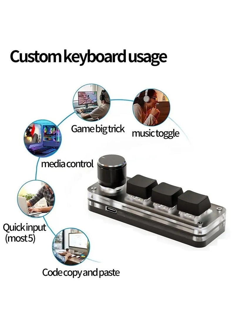 AROAQ Macropad Macro Mechanical Keyboard RGB Mini Gaming Custom Programming Knob Keypads Red Switch 3 Keys For Photoshop - Image 3