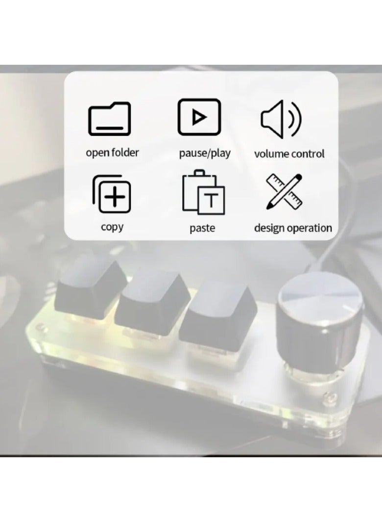 AROAQ Macropad Macro Mechanical Keyboard RGB Mini Gaming Custom Programming Knob Keypads Red Switch 3 Keys For Photoshop - Image 5