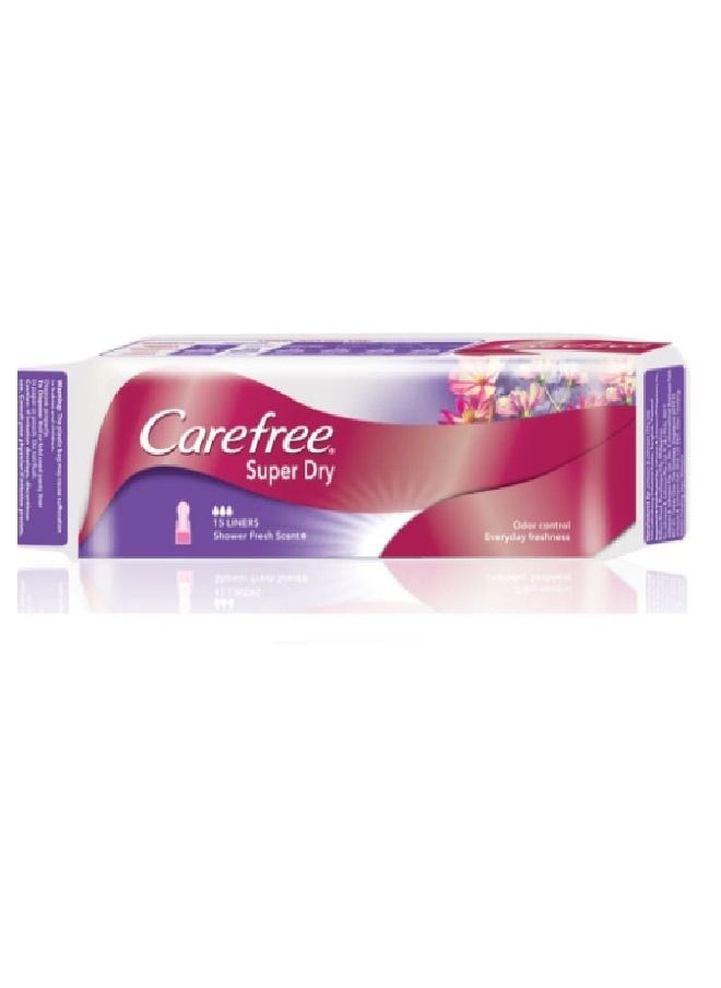Carefree Super Dry 15 Pantyliners Shower Fresh Scent 