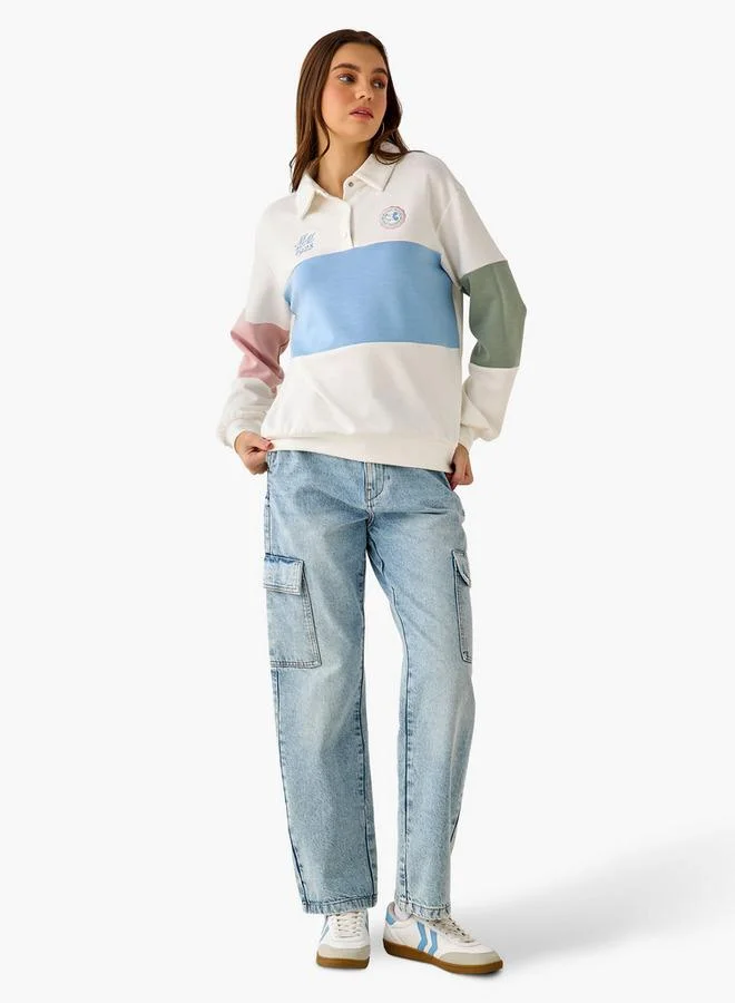 SP Characters Polo Sweatshirt with Mickey Mouse and Friends Embroidered Panel