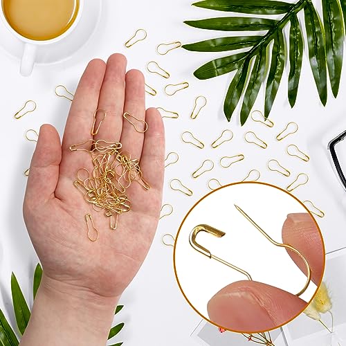 SBYURE 1000 Pieces 22mm/0.87 Inch Clothing Tag Pins Metal Gourd Safety Pins Bulb Pin Calabash Pin Bead Needle for DIY Craft Home Accessories,Golden - Image 3