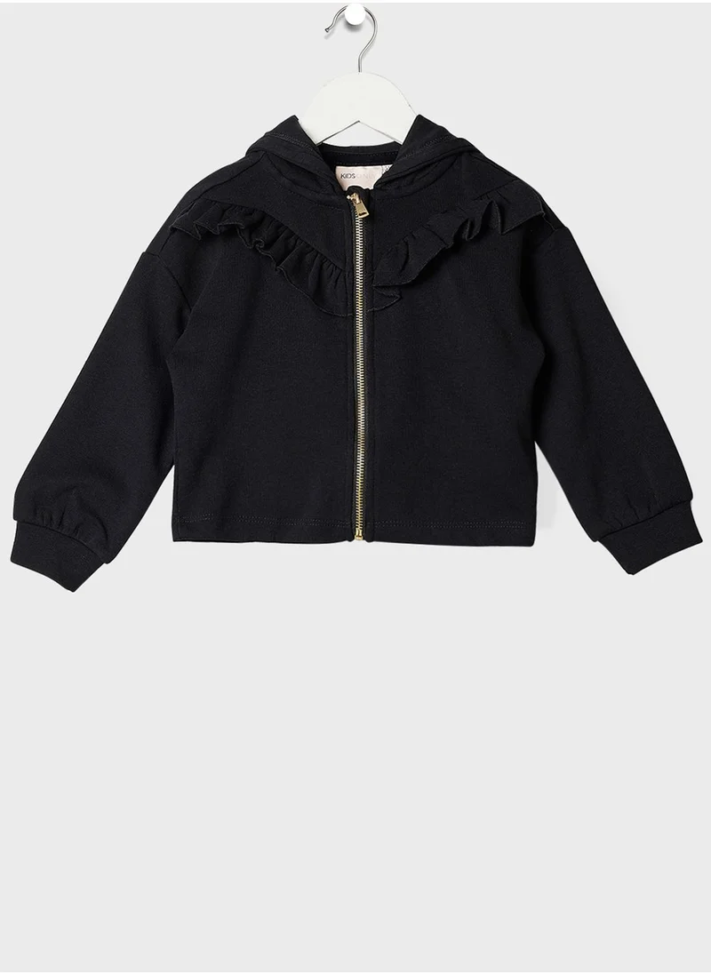 ONLY Kids Ruffle Detail Zip-Up Hoodie