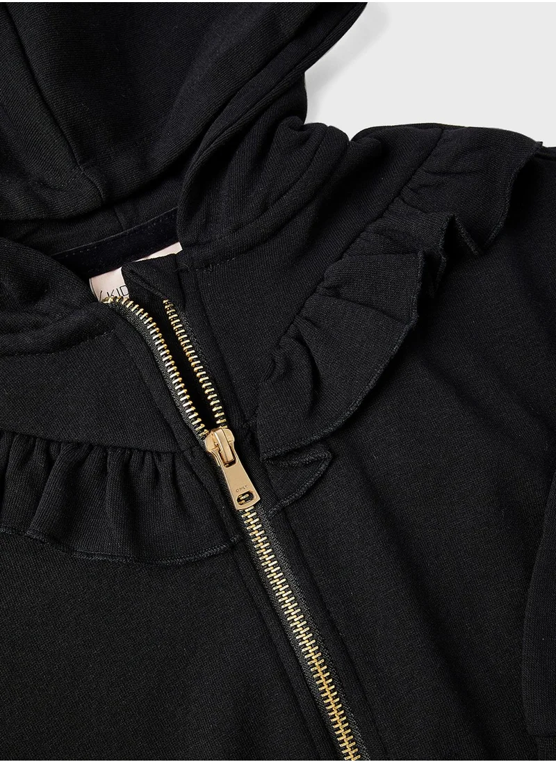 ONLY Kids Ruffle Detail Zip-Up Hoodie