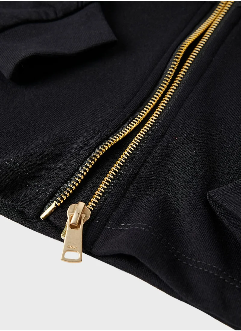 ONLY Kids Ruffle Detail Zip-Up Hoodie