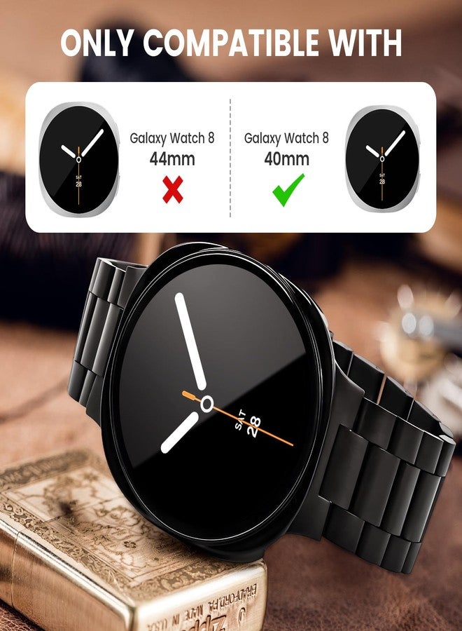 BandRain Stainless Steel Band and Case Compatible with Samsung Galaxy Watch 8 Band 44mm 40mm, Business Metal Chain Link Bracelet Strap with Hard PC Cover for Samsung Watch 8 40mm 44mm Men Women - Image 4