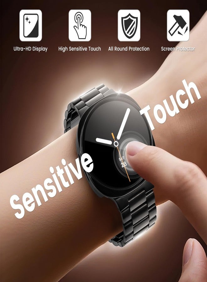 BandRain Stainless Steel Band and Case Compatible with Samsung Galaxy Watch 8 Band 44mm 40mm, Business Metal Chain Link Bracelet Strap with Hard PC Cover for Samsung Watch 8 40mm 44mm Men Women - Image 3